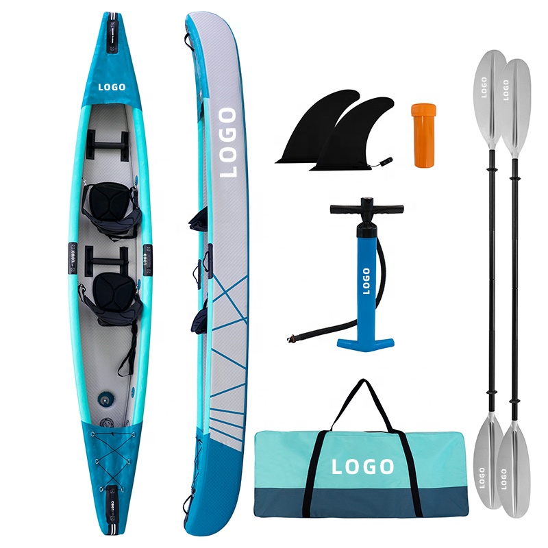 Fishing Kayak Sit In - Drop-Stitch-Kajak, aufblasbares Kanu für 2-3 Personen,